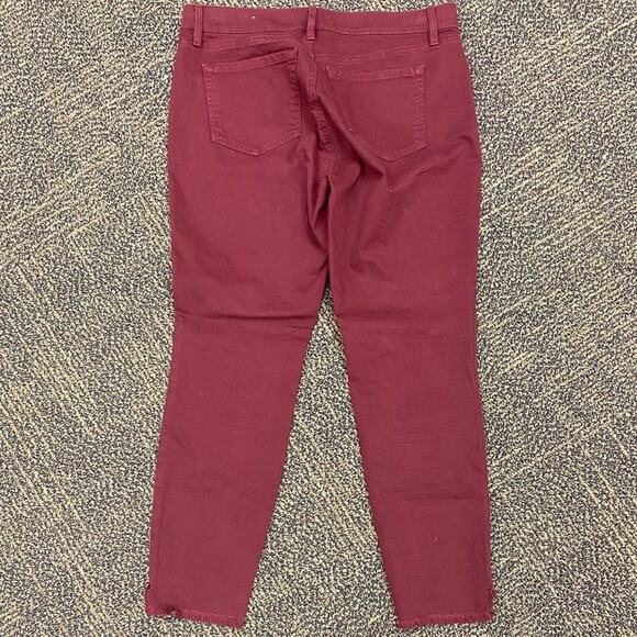 Ann Taylor Loft Wine Red Denim Modern Skinny Cropped Jeans w/ Raw Hem - Picture 8 of 9